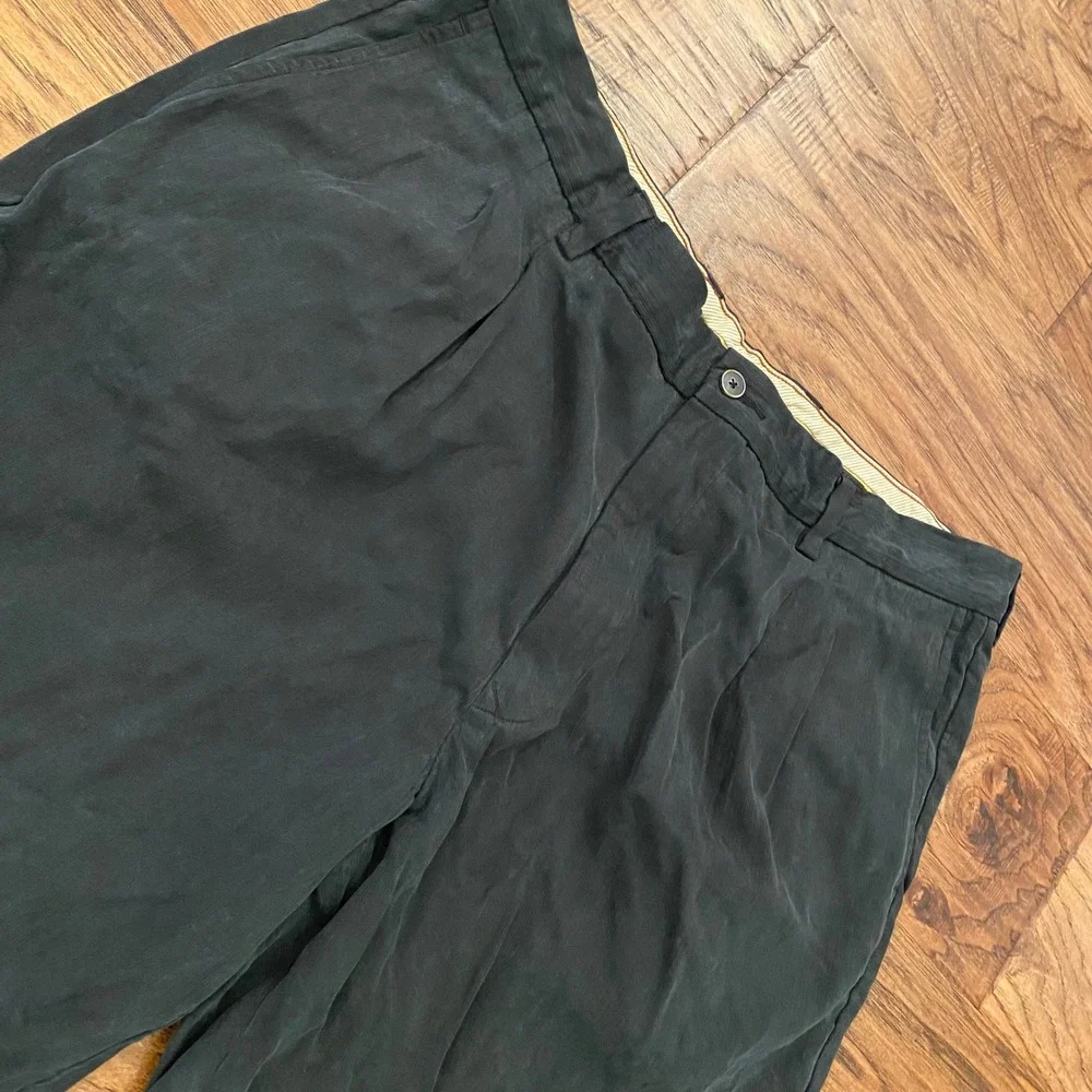 Tommy Bahama Pleated Shorts Mens 38 Black Silk Bamboo Blend Herringbone Luxury